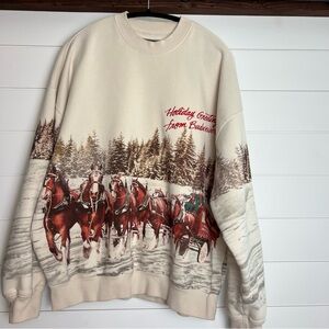 ABERCROMBIE Large Budweiser Graphic Crew Sweatshirt